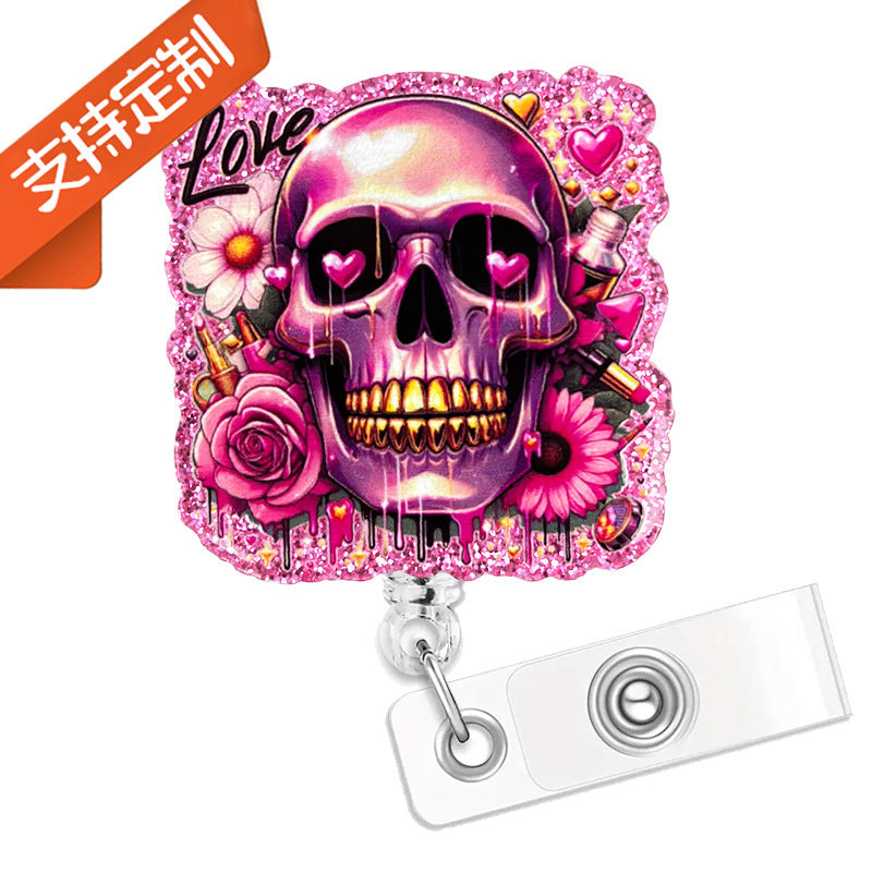Wholesale  Badge Reel with Retractable Clip,  Acrylic ID Badge Holder with Crocodile Clip,  Boutique Gift Accessory