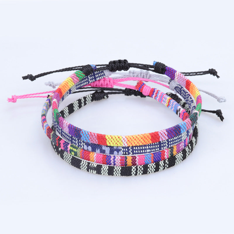 Wholesale  Bohemian style rice bead woven anklet colorful fabric foot decoration