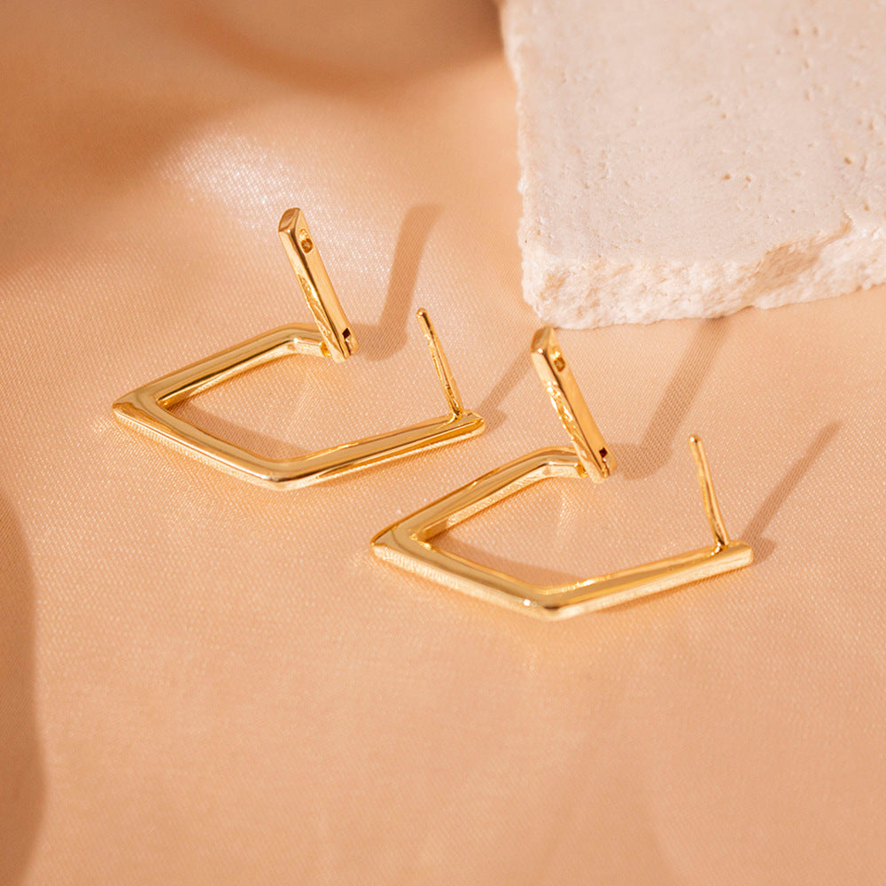 Wholesale Geometric Quadrilateral Ear Buckle Simple Design Earrings