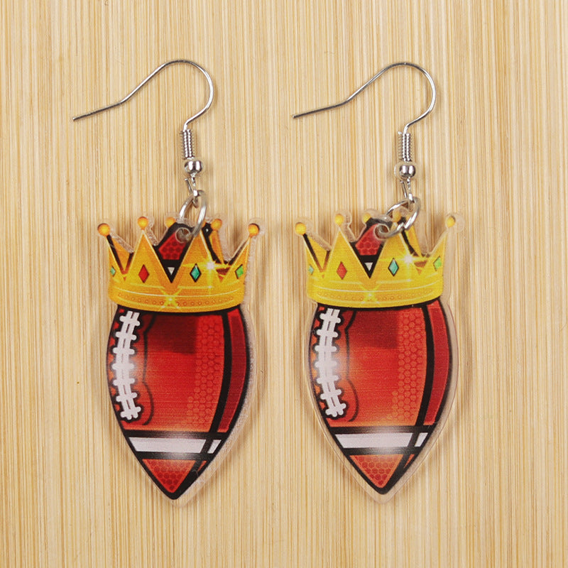 Wholesale  Sports Style Ball Cute Cartoon Crown Acrylic Earrings