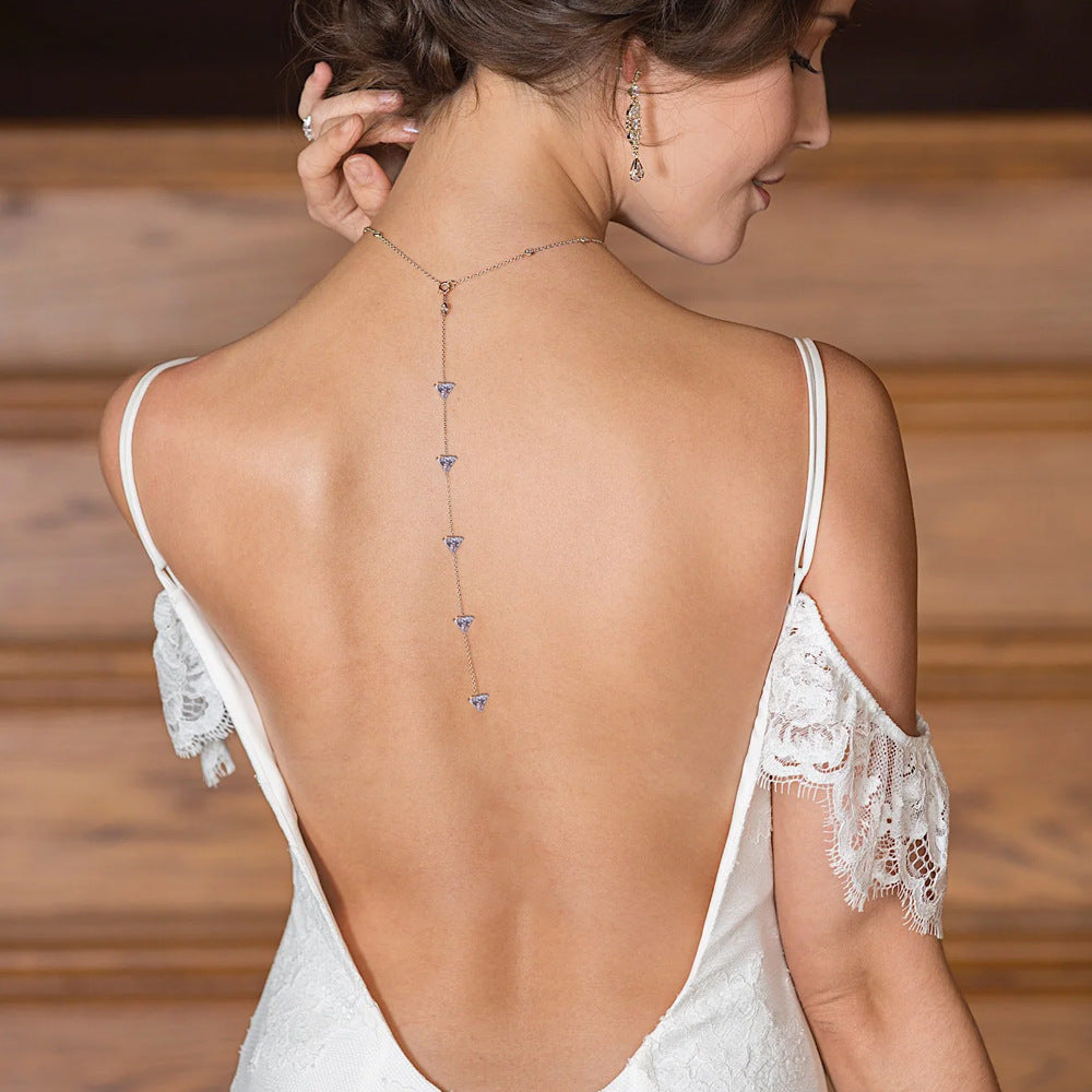 Wholesale 14K Gold Natural Stone Body Chain Zirconia Clavicle Chain