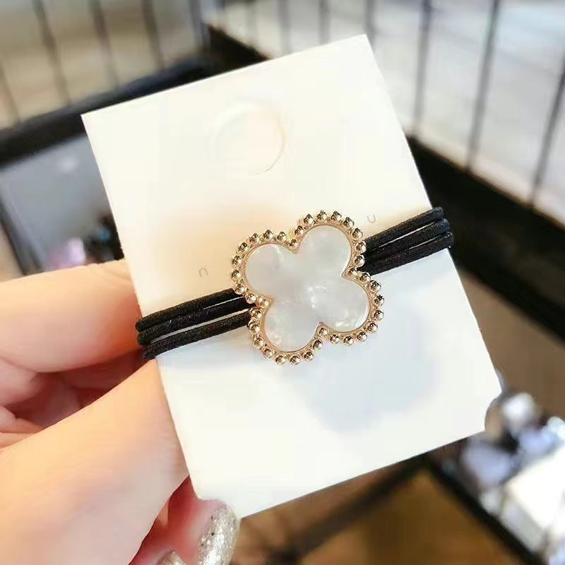 Wholesale Four Leaf Clover Vintage Pearl Hair Tie Hair Scrunchies ACC-HS-Shenb003