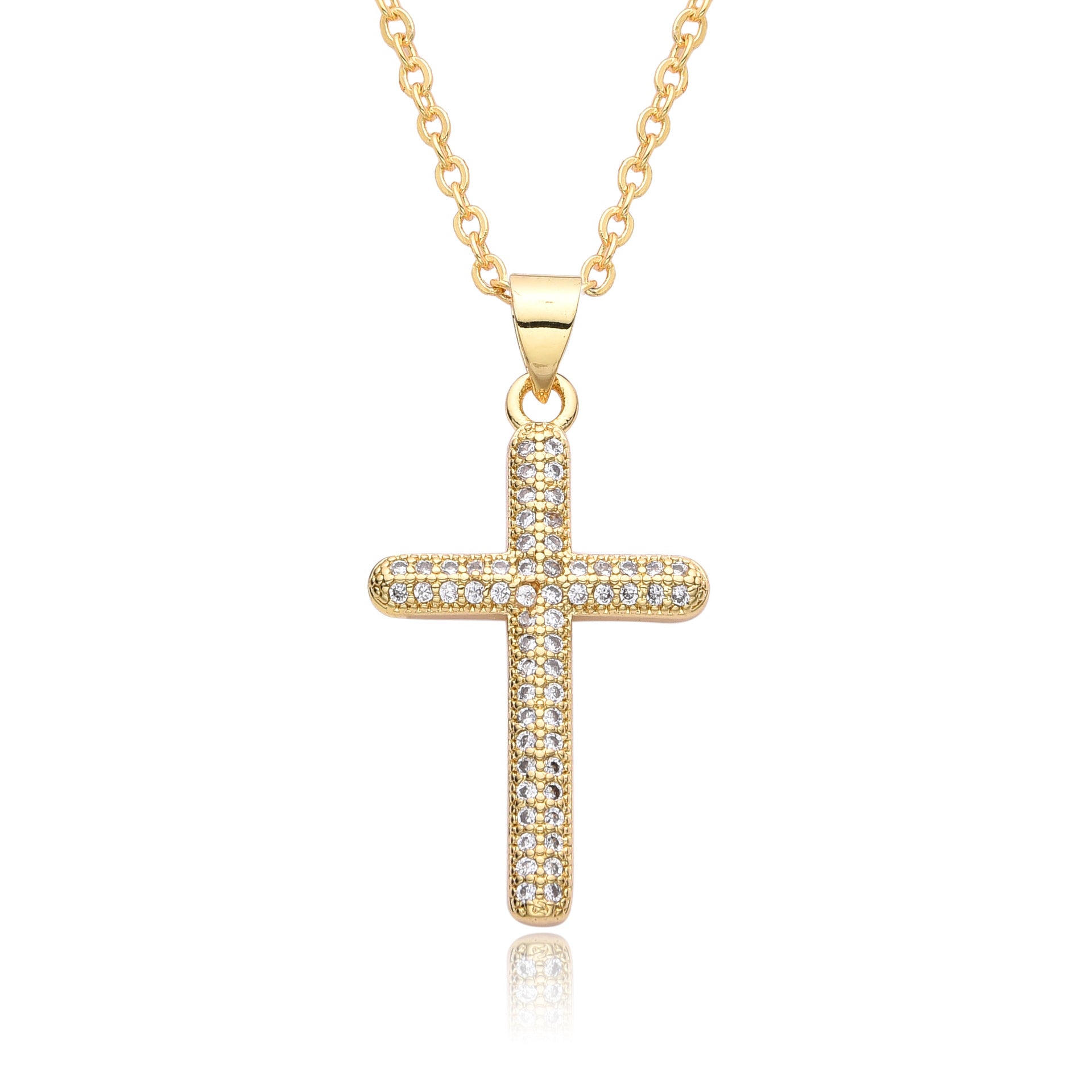 Wholesale Light luxury full diamond micro-inlaid temperament smart shining cross necklace