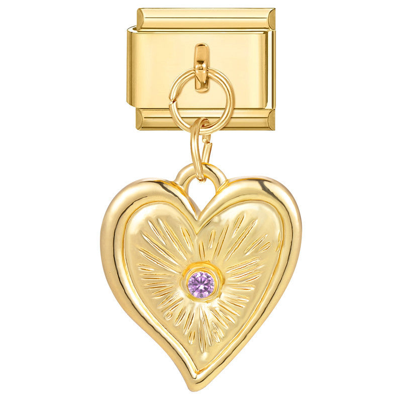 Wholesale Italian Charm Bracelet 9mm DIY Splicing Heart Pendant Titanium Steel Composable Bracelet