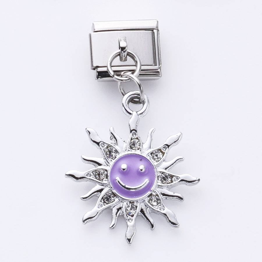 Wholesale 10pcs Italian Charm Bracelet 9mm DIY Splicing Oil Drop Butterfly Sunflower Stainless Steel Composable Bracelet