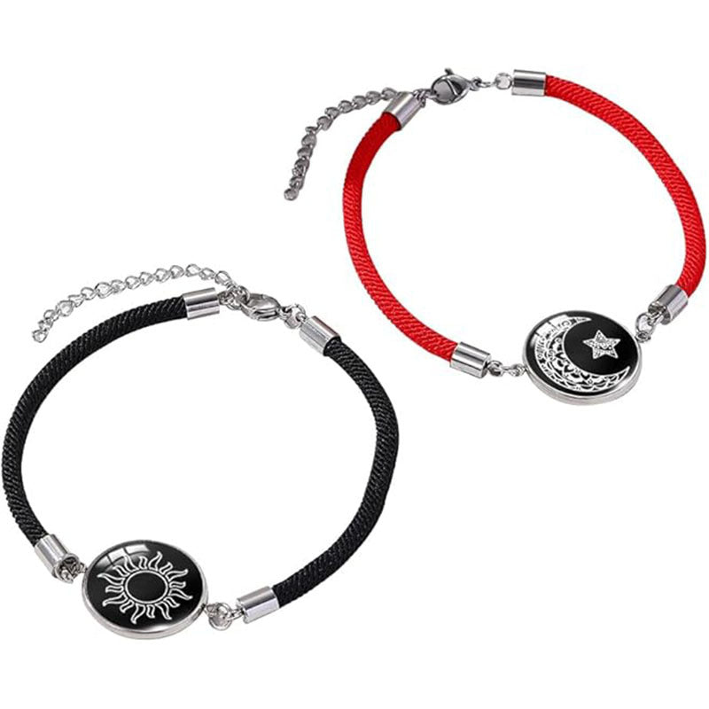 Wholesale Sun and Moon Glass Luminous Yin and Yang Bracelet Set