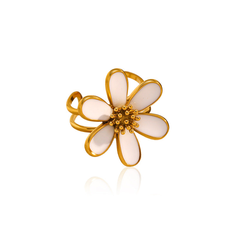 Wholesale  Stainless Steel Oil Dripping Flower Ring