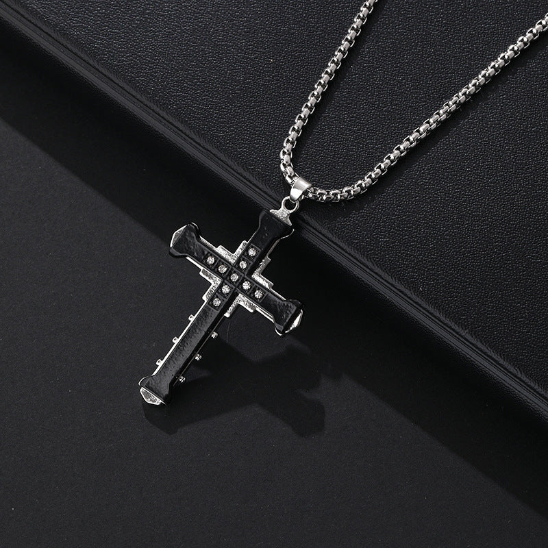 Wholesale Stylish Black Cross Crown Roman Numeral 3 Piece Jewelry Set Necklace Bracelet Ring Fashion Accessory Gift