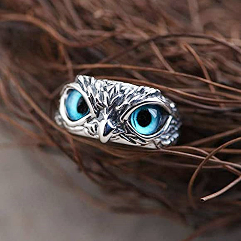 Wholesale Vintage Evil Eye Owl Ring,  Adjustable Metal Ring,  Women' s Fashion Jewelry Accessory for Party or Everyday Wear