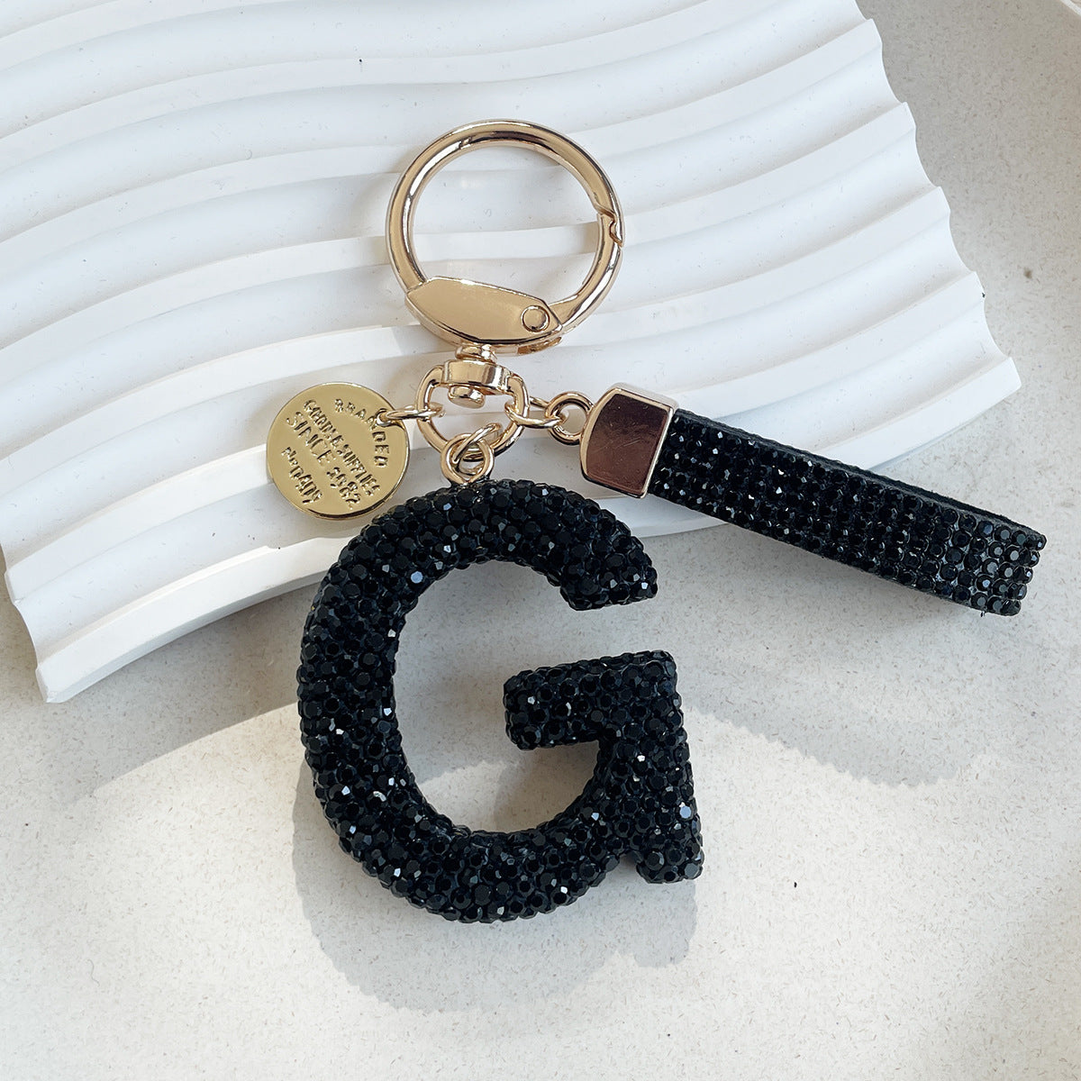 Wholesale Chic Rhinestone Letter Keychain Metal Electroplating Fashion Accessory Bag Charm Car Key