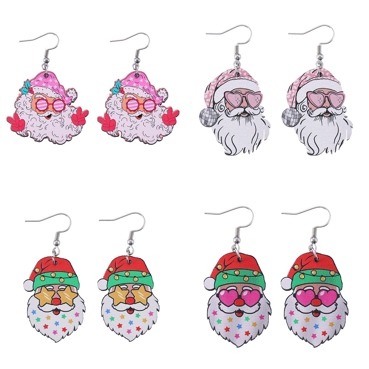 Wholesale Christmas Santa Pendant Earrings Double-sided Earrings