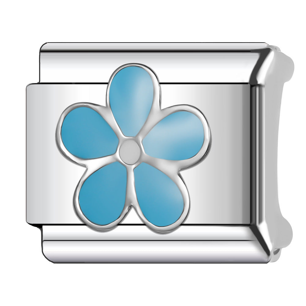 Wholesale Italian Charm Bracelet 9mm DIY Splicing Blue Series Stainless Steel Composable Bracelet