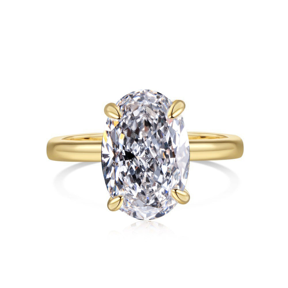 Wholesale S925 Sterling Silver Oval Pigeon Egg Ring High Carbon Diamond Women Fashion Accessory Gift