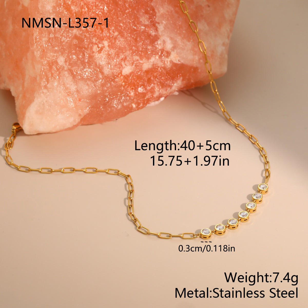 Wholesale Sweet and Cool Heart-Shaped Zircon Paperclip Necklace