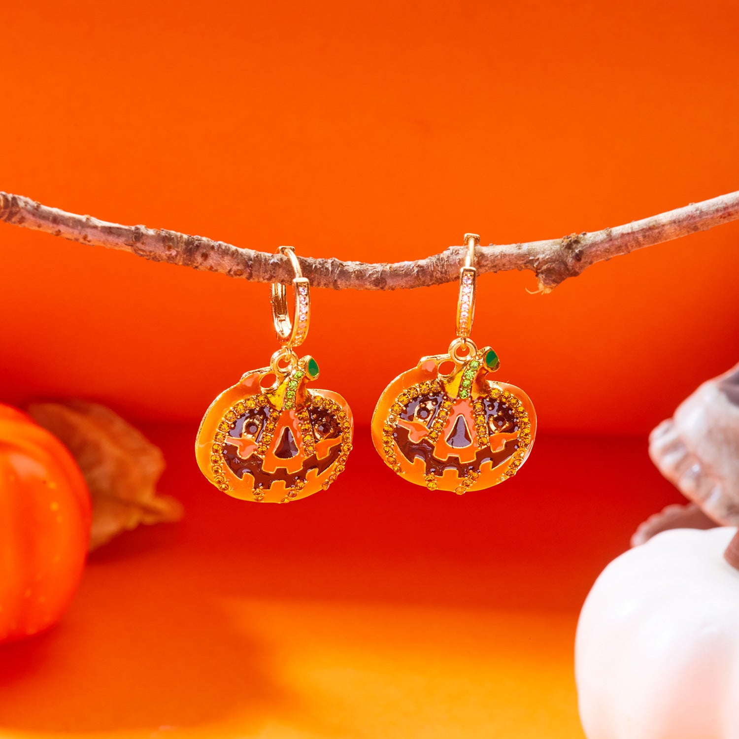 Wholesale  Black Oil-Drip  Pumpkin Ghost Pendant Earrings