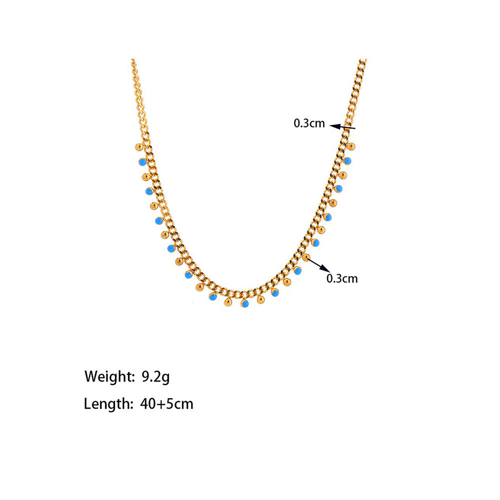 Wholesale Titanium Steel Necklace 18k Gold Plated Necklace Blue Epoxy Star and Moon Necklace ACC-NE-Tais008