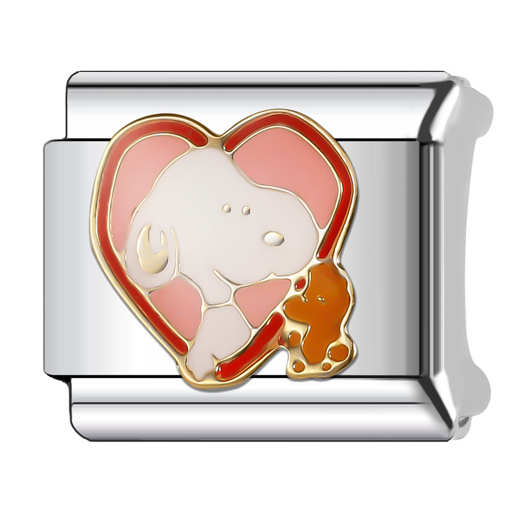 Wholesale Italian Charm Bracelet 9mm DIY Splicing Cute Cartoon Animal Stainless Steel Composable Bracelet