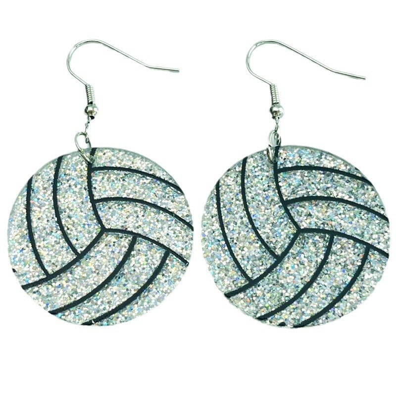 Wholesale 2pairs/pack Shiny Sports Football Baseball Softball Acrylic Earrings ACC-ES-HY114