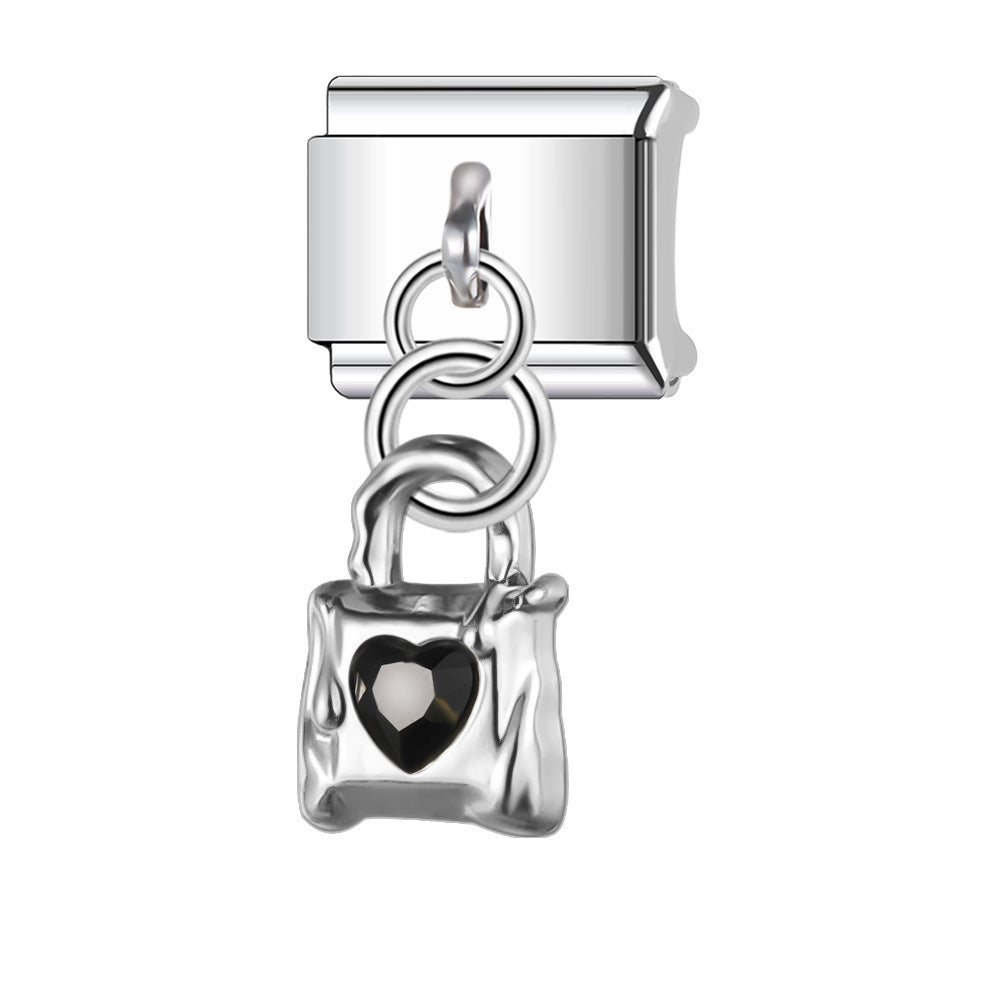 Wholesale Italian Charm Bracelet 9mm DIY Splicing Cross with Diamond Heart Stainless Steel Composable Bracelet