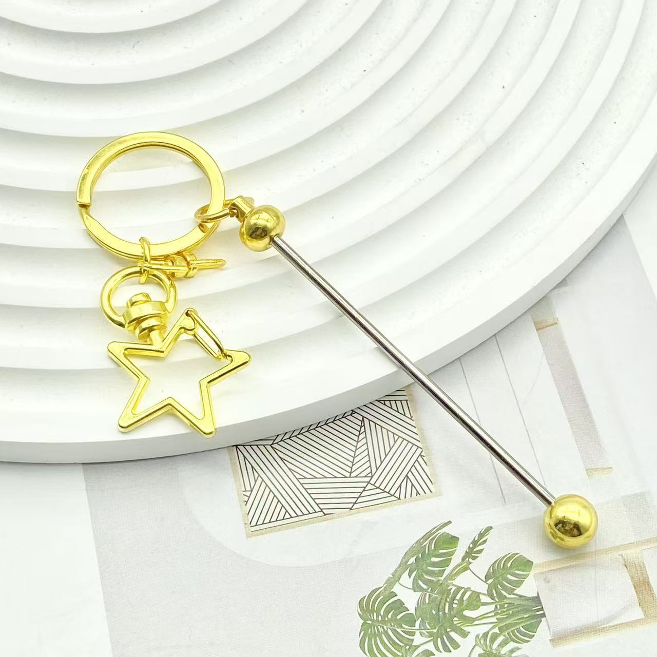 Wholesale Peach Heart Metal beadable Keychain