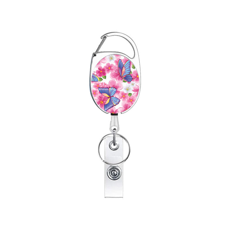 Wholesale Flower Butterfly Zinc Alloy Telescopic Keychain Badge Reels ACC-KC-ChiHai014