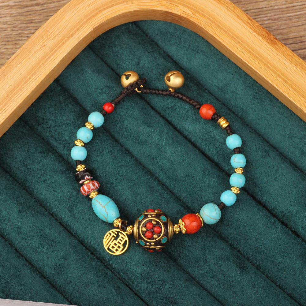 Wholesale Ethnic Retro Tibetan Hand-woven Turquoise Bracelet
