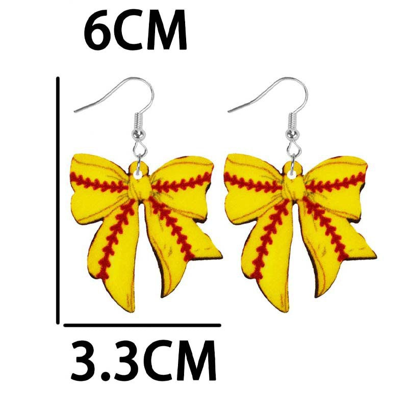 Wholesale Sports Style Baseball Basketball Football Football Football Volleyball Bowtie Shape Women Acrylic Earrings
