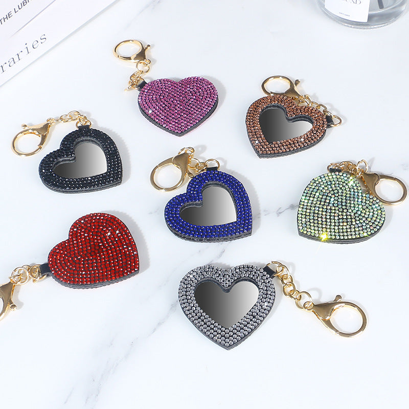 Wholesale Cute Diamond Small Heart Mirror Keychains ACC-KC-RuiJie004