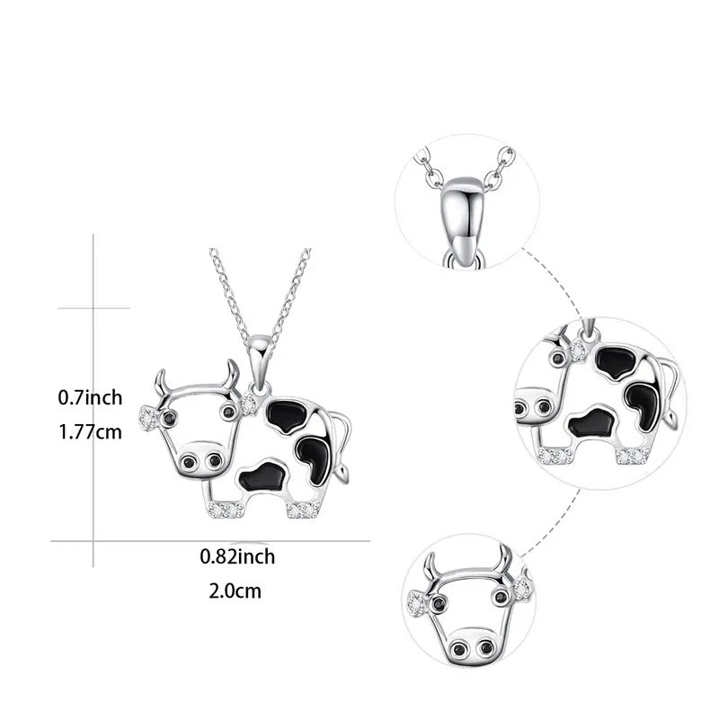Wholesale cute cow hollow diamond pendant  necklace
