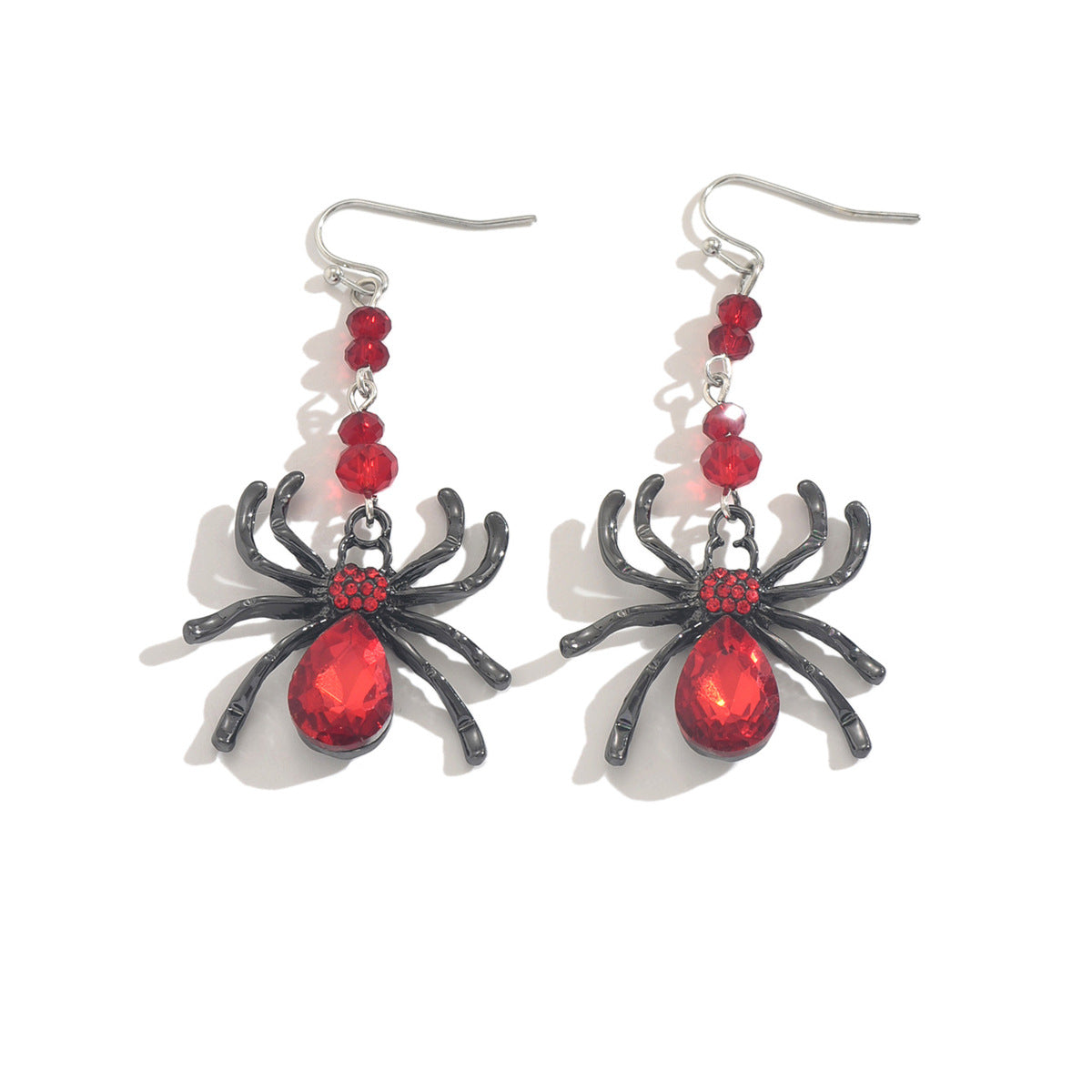 Wholesale Electroplated Zinc Alloy Gothic  Earrings Red Gemstone  Jewelry Accessory