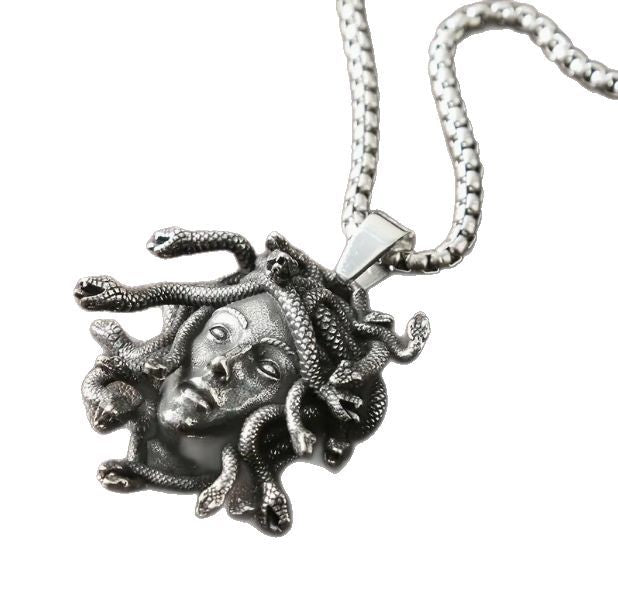 Wholesale Retro Snake Woman Medusa Statue Myth Pendant Necklace
