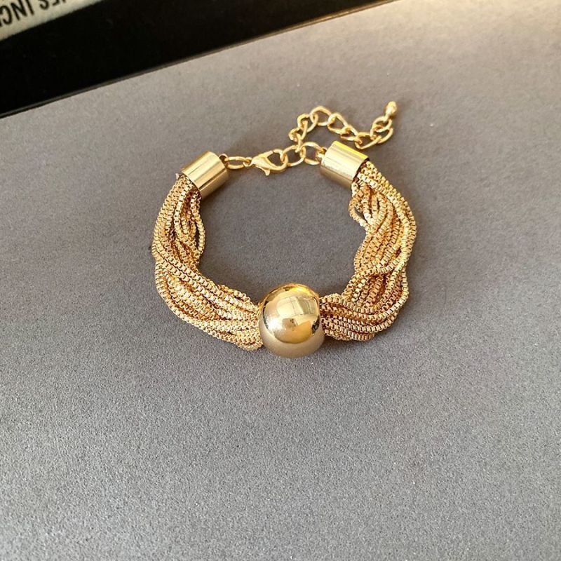 Wholesale Electroplated Metal Multi-Layer Chain Ball Bracelet - European American Style Chic Women' s Jewelry