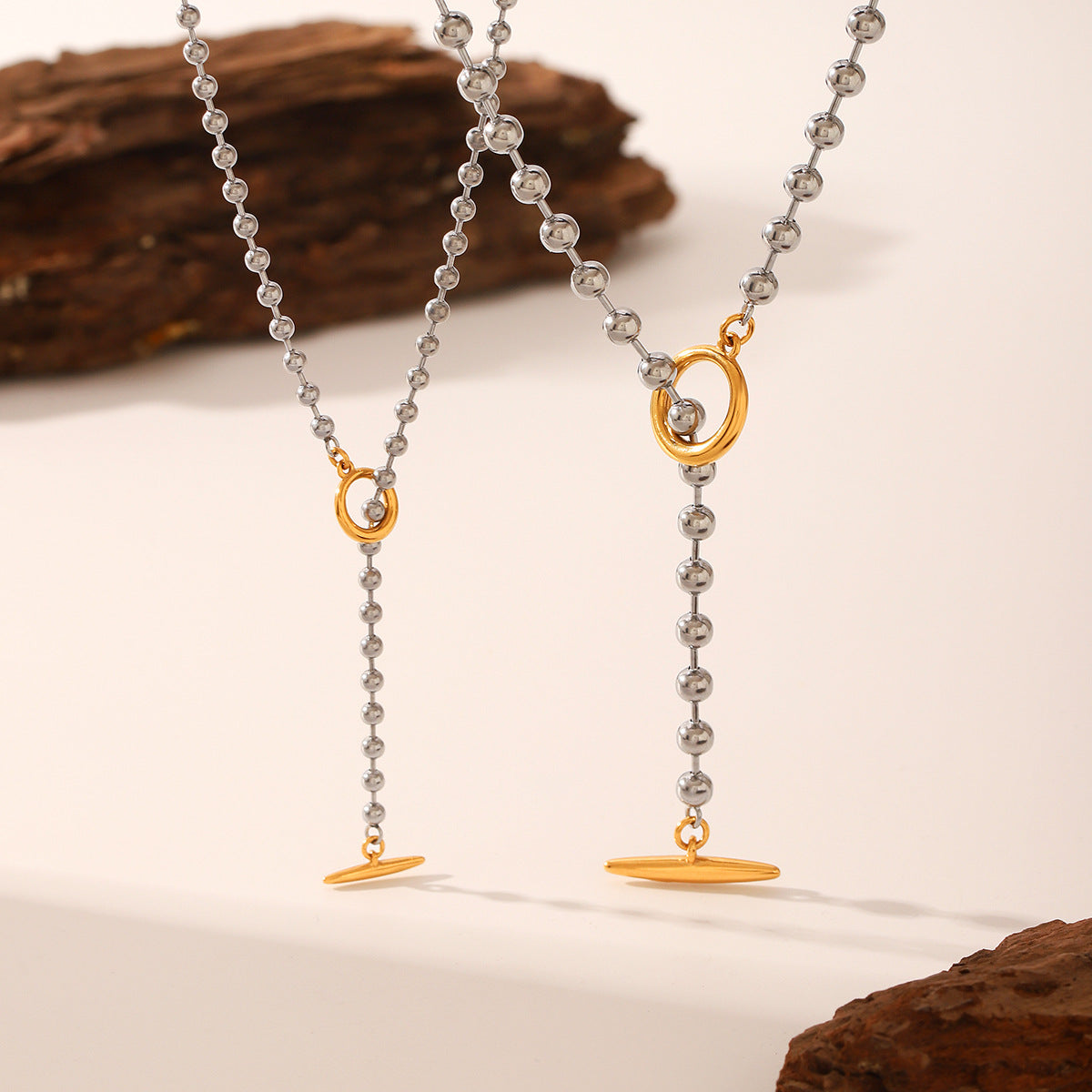 Wholesale Stainless Steel Ballpoint Chain Double Chain Necklace