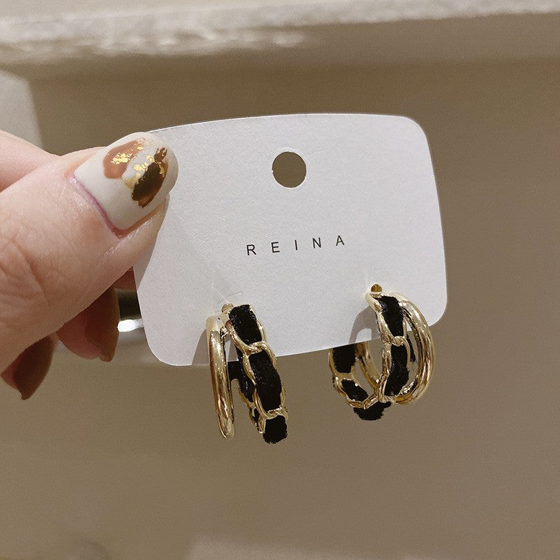 Wholesale Vintage Silver Pin Diamond Geometric Leather Earrings ACC-ES-BY001