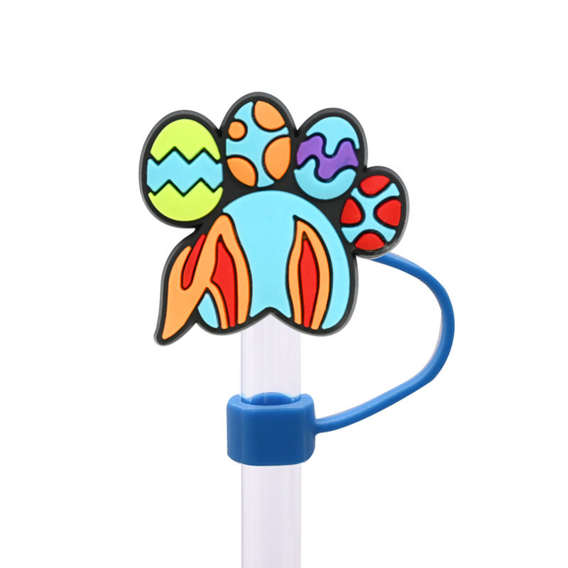 Wholesale Random 100pcs Easter Straw Cover 10MM Straw Tube Cap