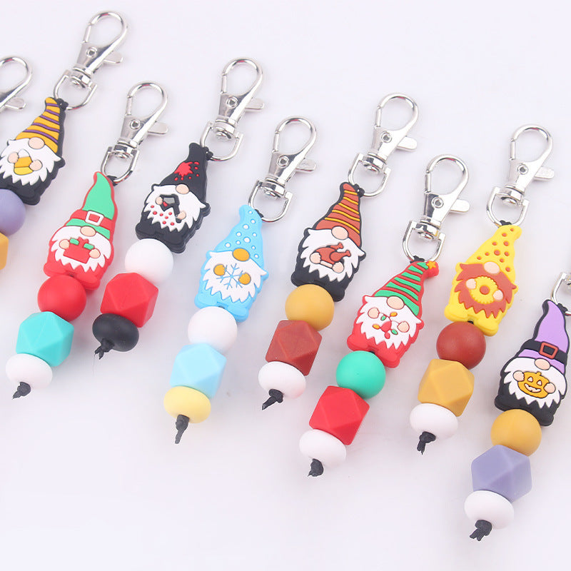 Wholesale Cartoon Christmas Silicone Beaded Keychain ACC-KC-GuangTian089