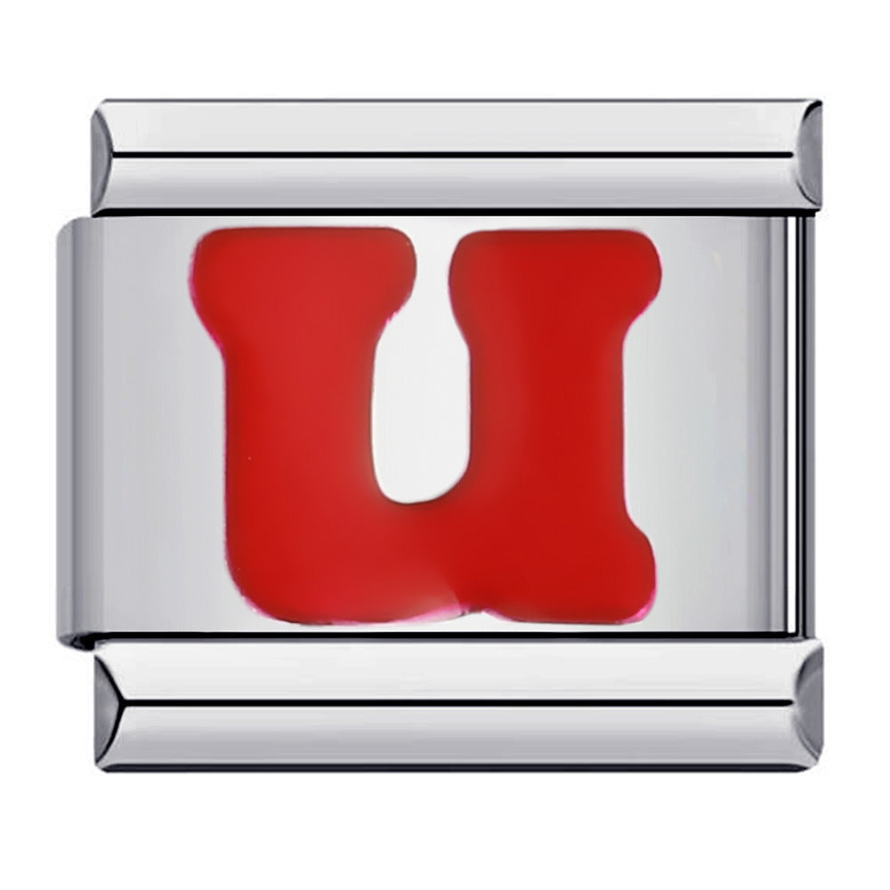 Wholesale  Italian Charm Bracelet 9mm DIY red English letter Creative Stainless Steel Composable Bracelet
