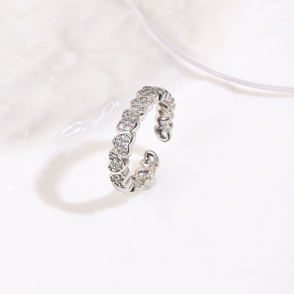 Wholesale 18k floral petal heart adjustable ring