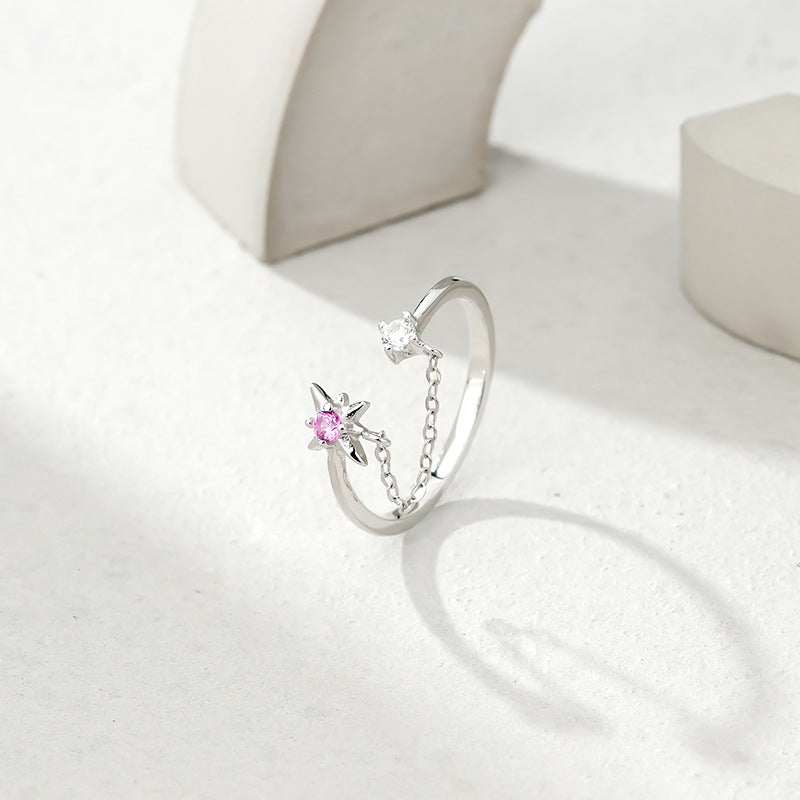 Wholesale 925 sterling silver colored zircon  star ring