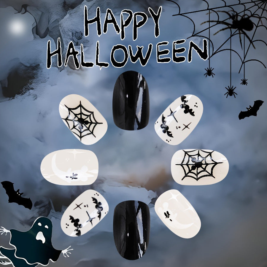 Wholesale 24 Pieces/box Halloween Ghost Bat Spider Press-on Nails Kits Nail Stickers ACC-NS-GuaiXL092