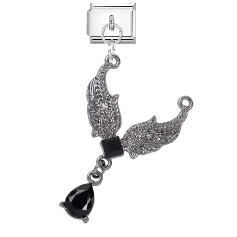 Wholesale Dark Punk DIY Bracelet Strap - Titanium Steel Black Cross Enamel,  Jewelry Accessory for Resale