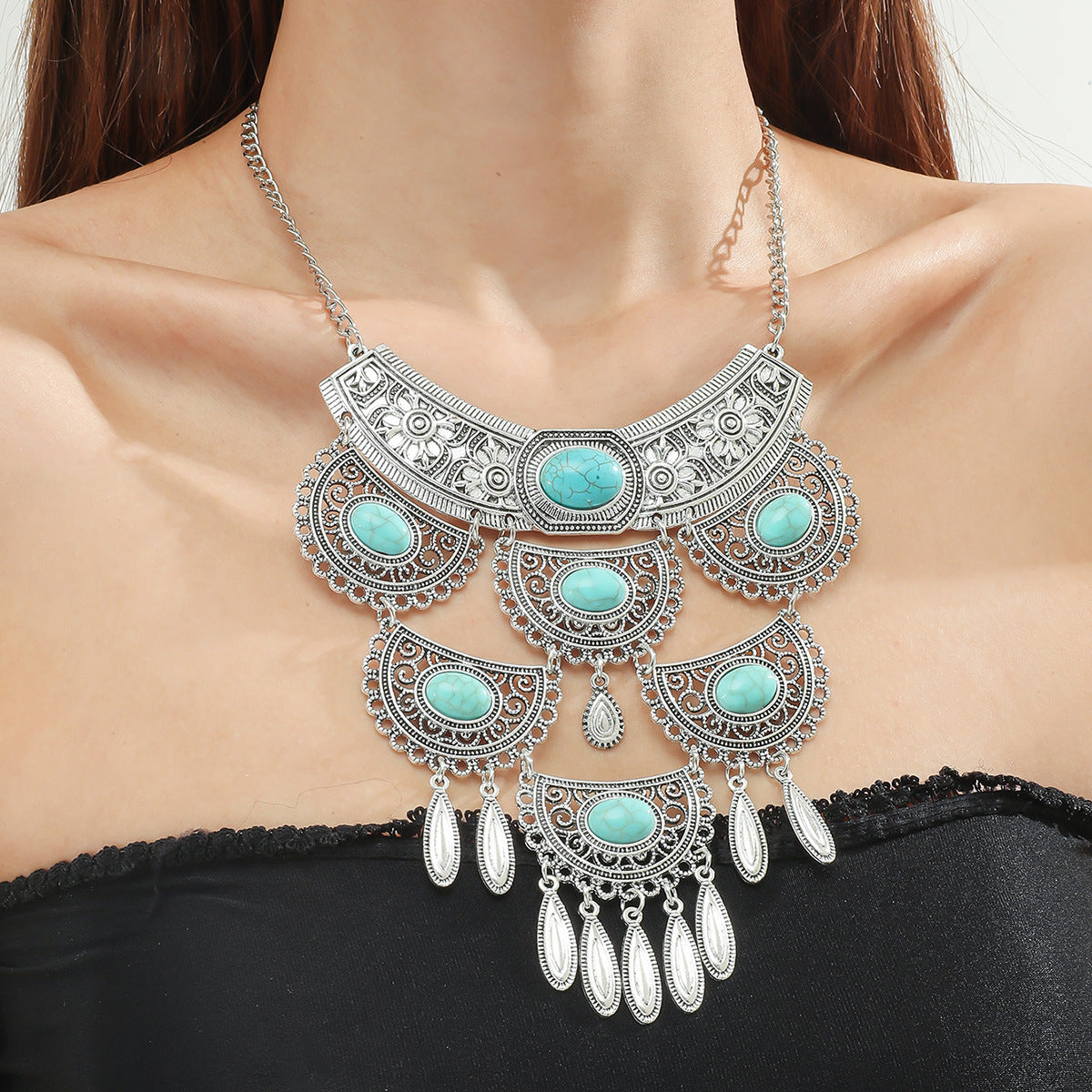 Wholesale Vintage Turquoise Alloy Necklace ACC-NE-JunJie005