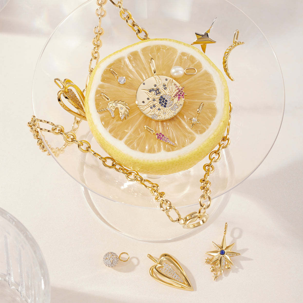 Wholesale Titanium Steel Moon DIY Eyes Cross Bamang Star Pendant Light Luxury  Necklace