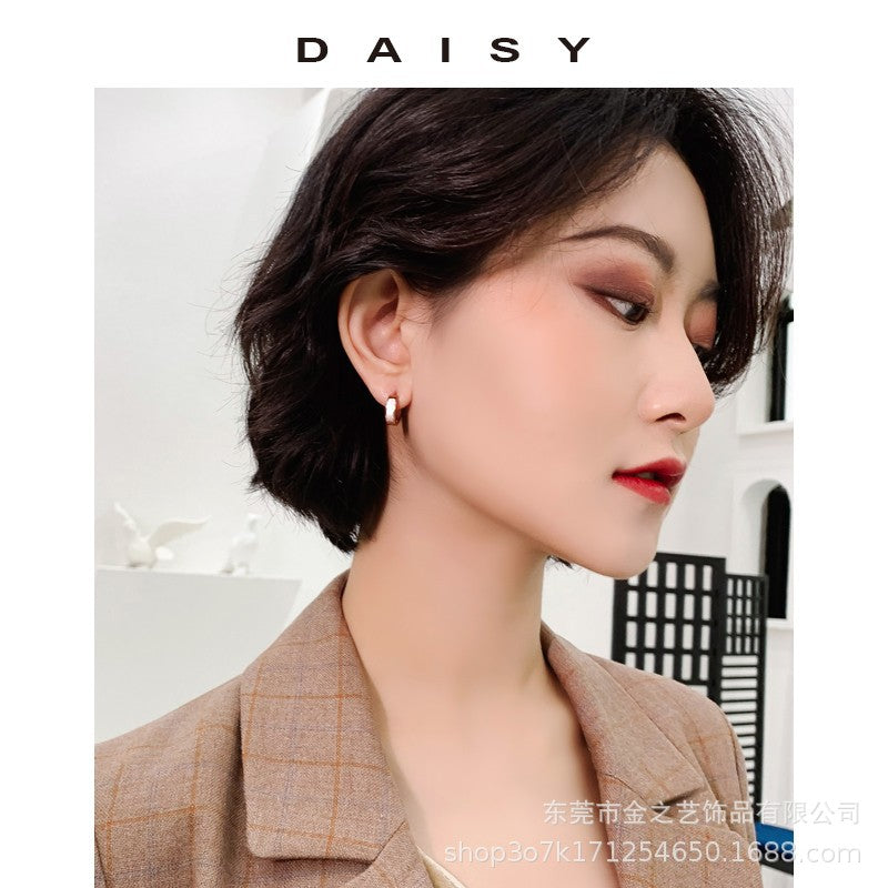 Wholesale Titanium Steel Small Square Diamond Ear Buckle Earrings