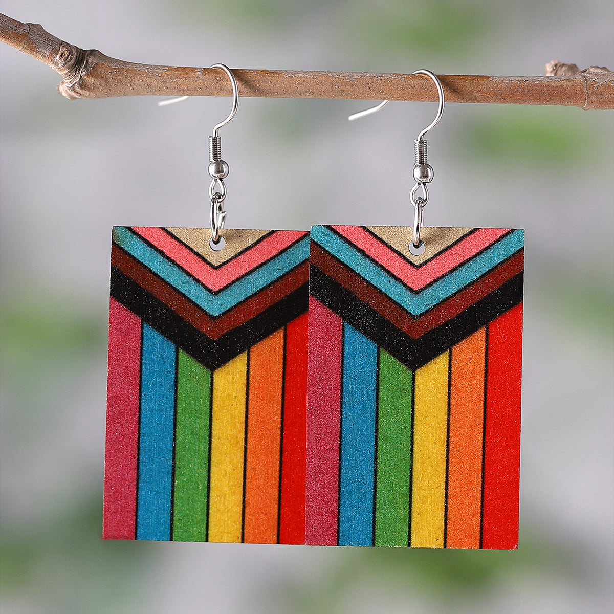 Wholesale  Rainbow Summer Love Geometric Simple Multicolor Earrings