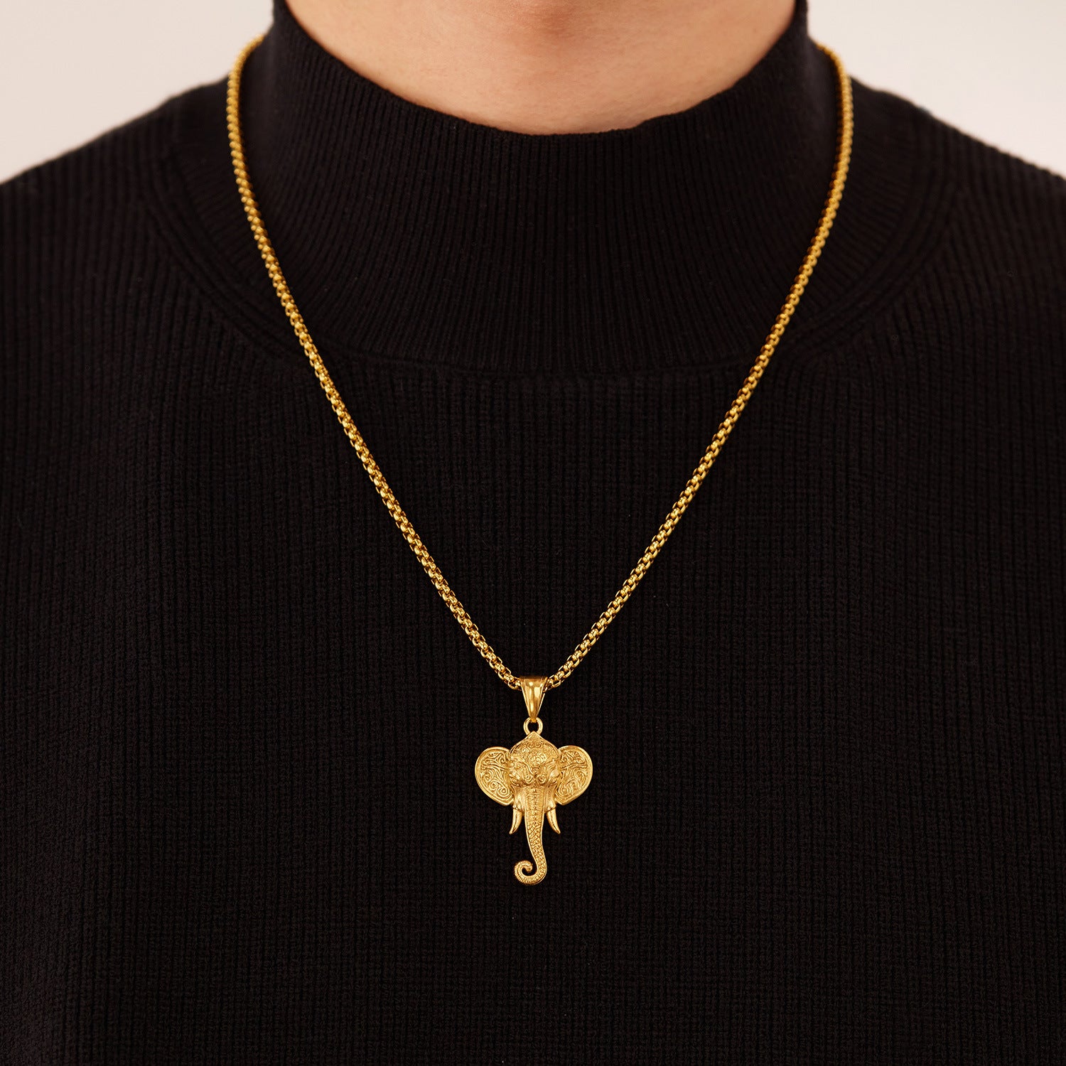 Wholesale  Titanium Steel Elephant Pendant Necklaces