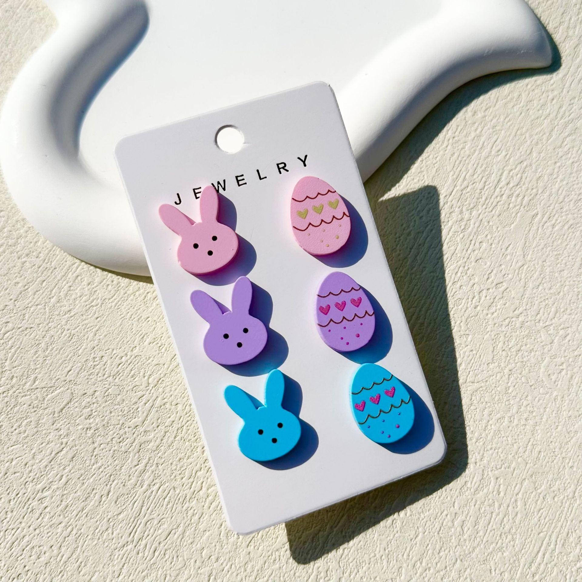 Wholesale Clay texture acrylic earrings Easter rabbit egg carrot earrings