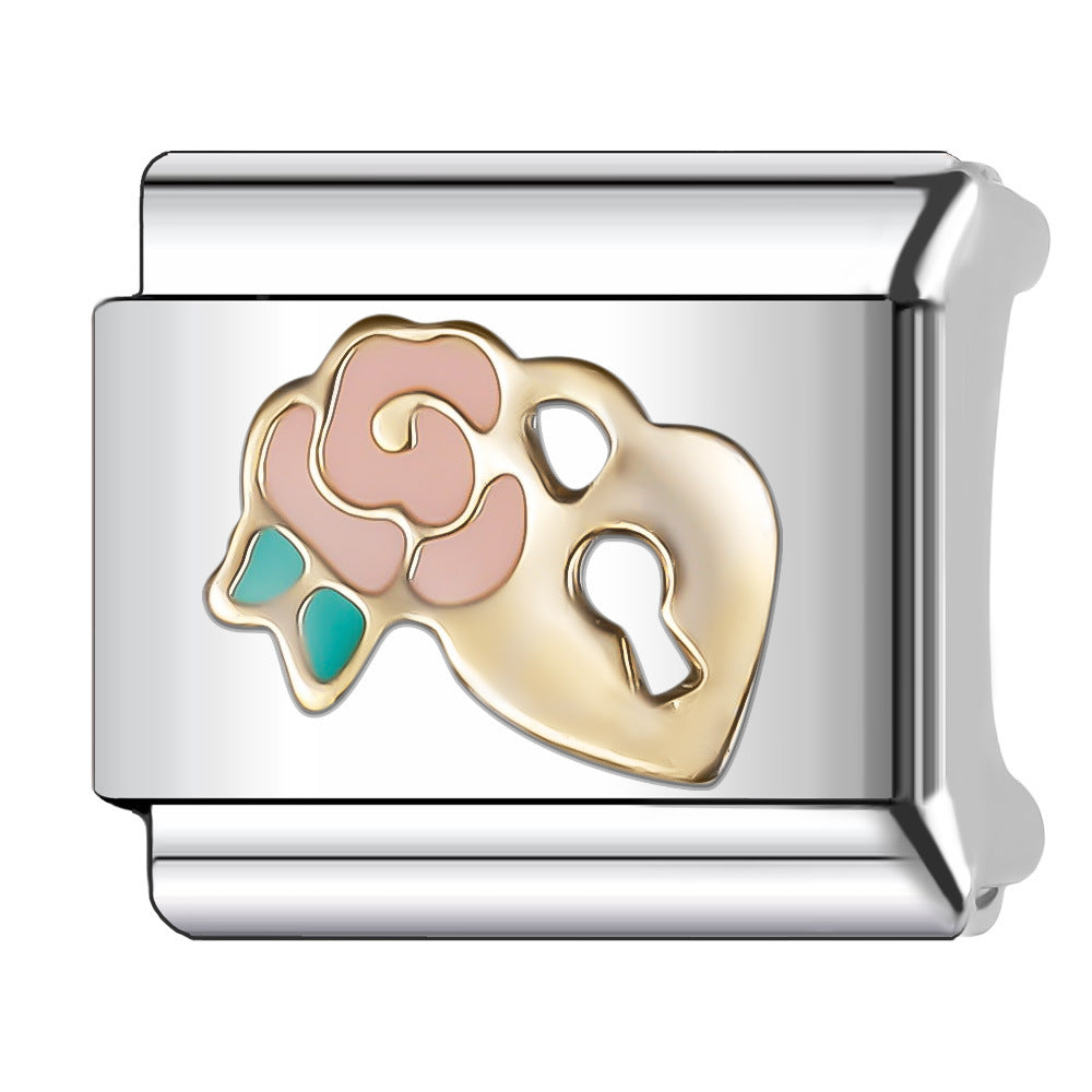 Wholesale Italian Charm Bracelet 9mm DIY Splicing Flower Series Stainless Steel Composable Bracelet