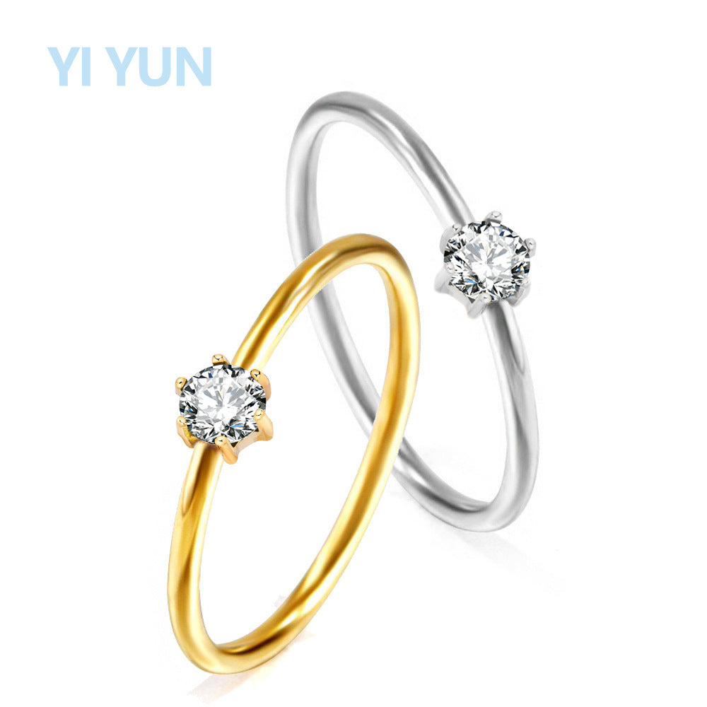 Wholesale 2PCS Steel Titanium Zircon Ring