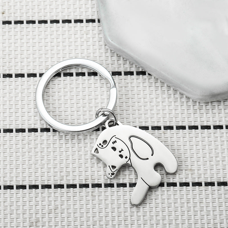 Wholesale Cartoon Heart Cat Stainless Steel Keychains ACC-KC-JinZhu012